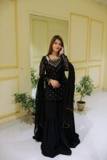 Black 3pc Kurta-Gharara Set Handwork