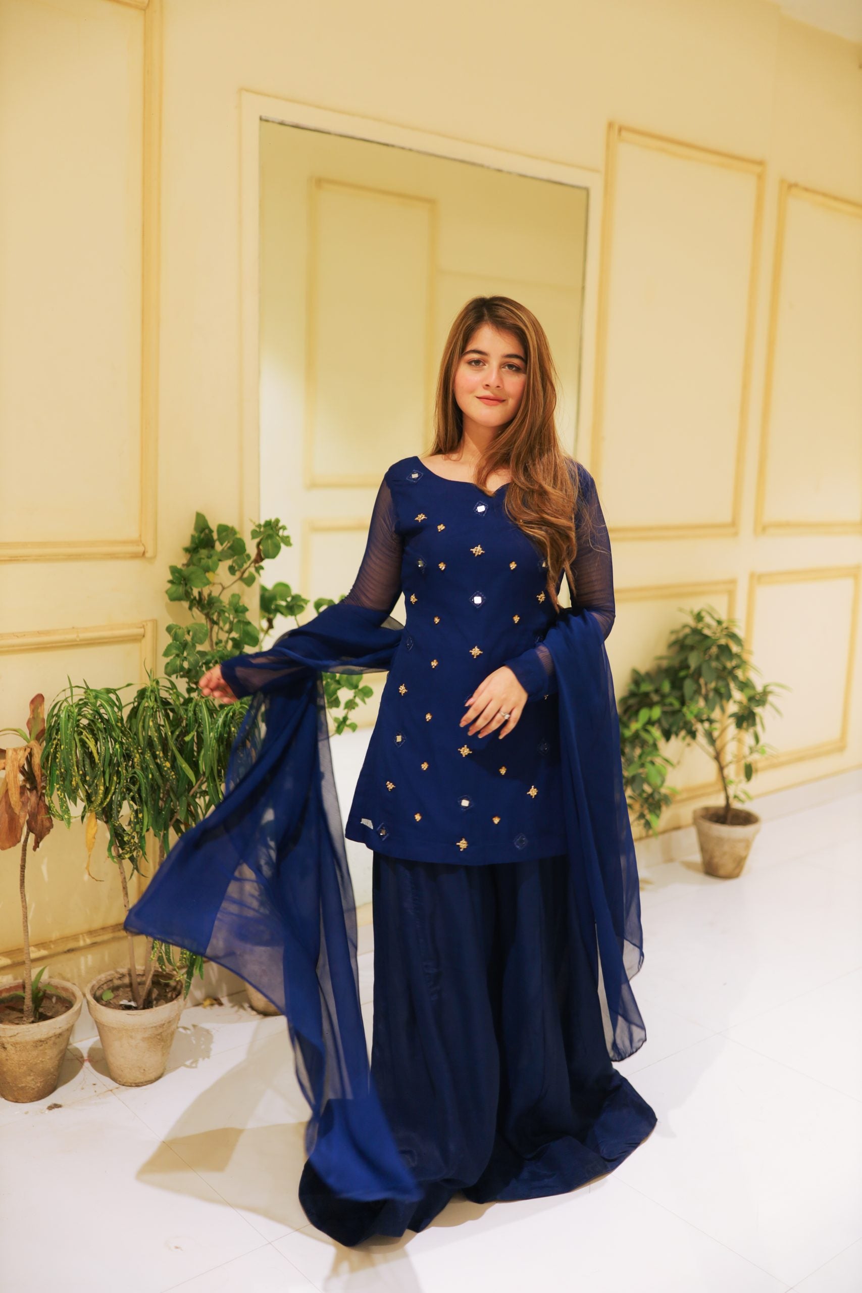 Kurta-Gharara 3pc Set Handwork Blue Color
