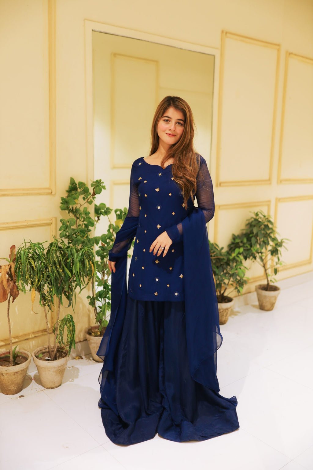 Kurta-Gharara 3pc Set Handwork Blue Color