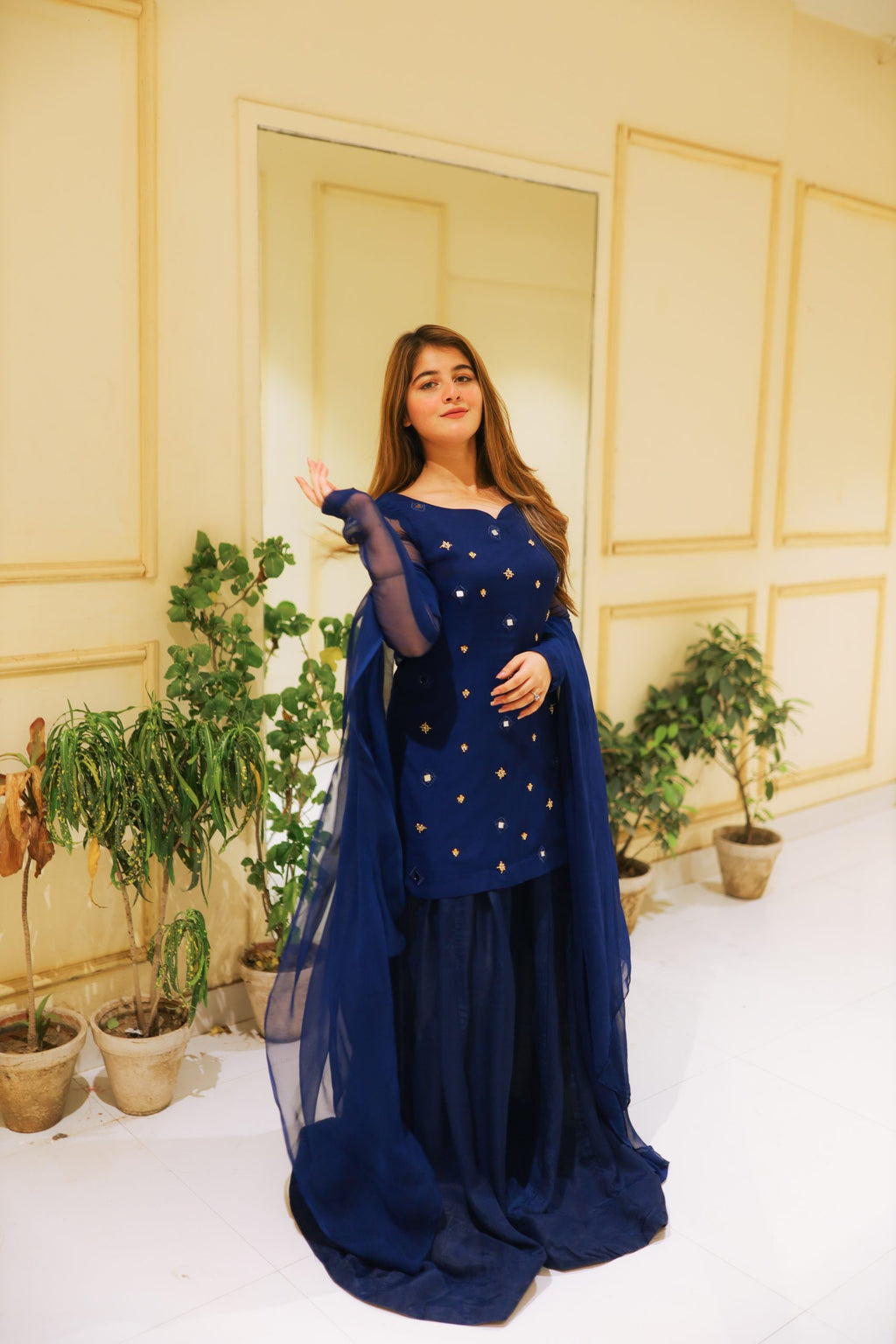 Kurta-Gharara 3pc Set Handwork Blue Color