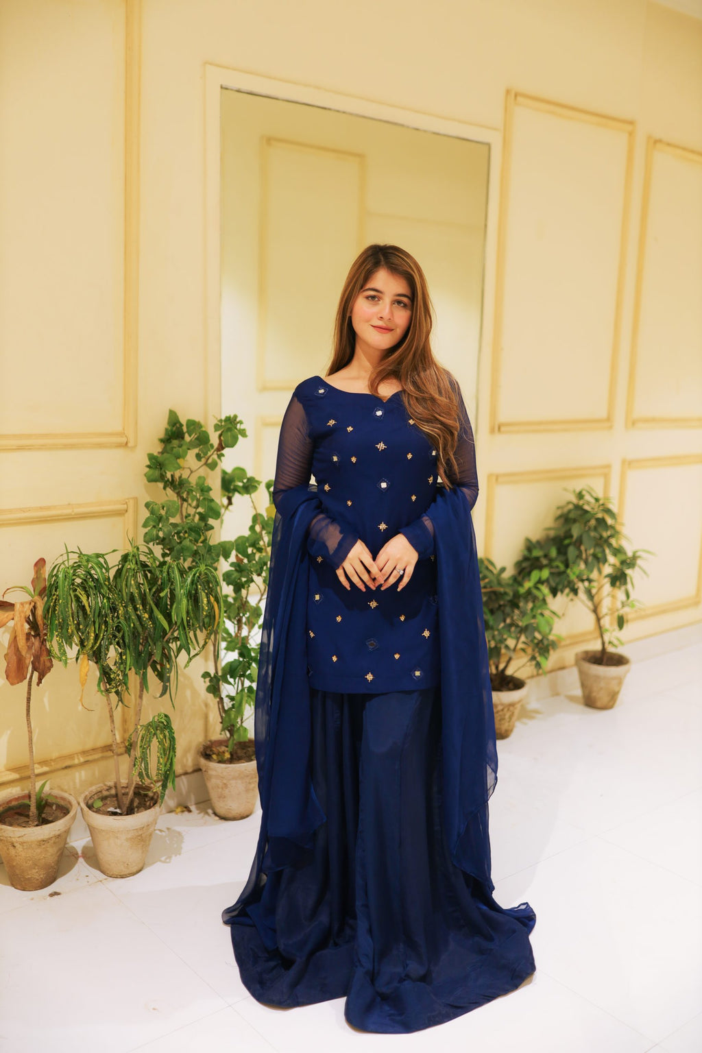 Kurta-Gharara 3pc Set Handwork Blue Color
