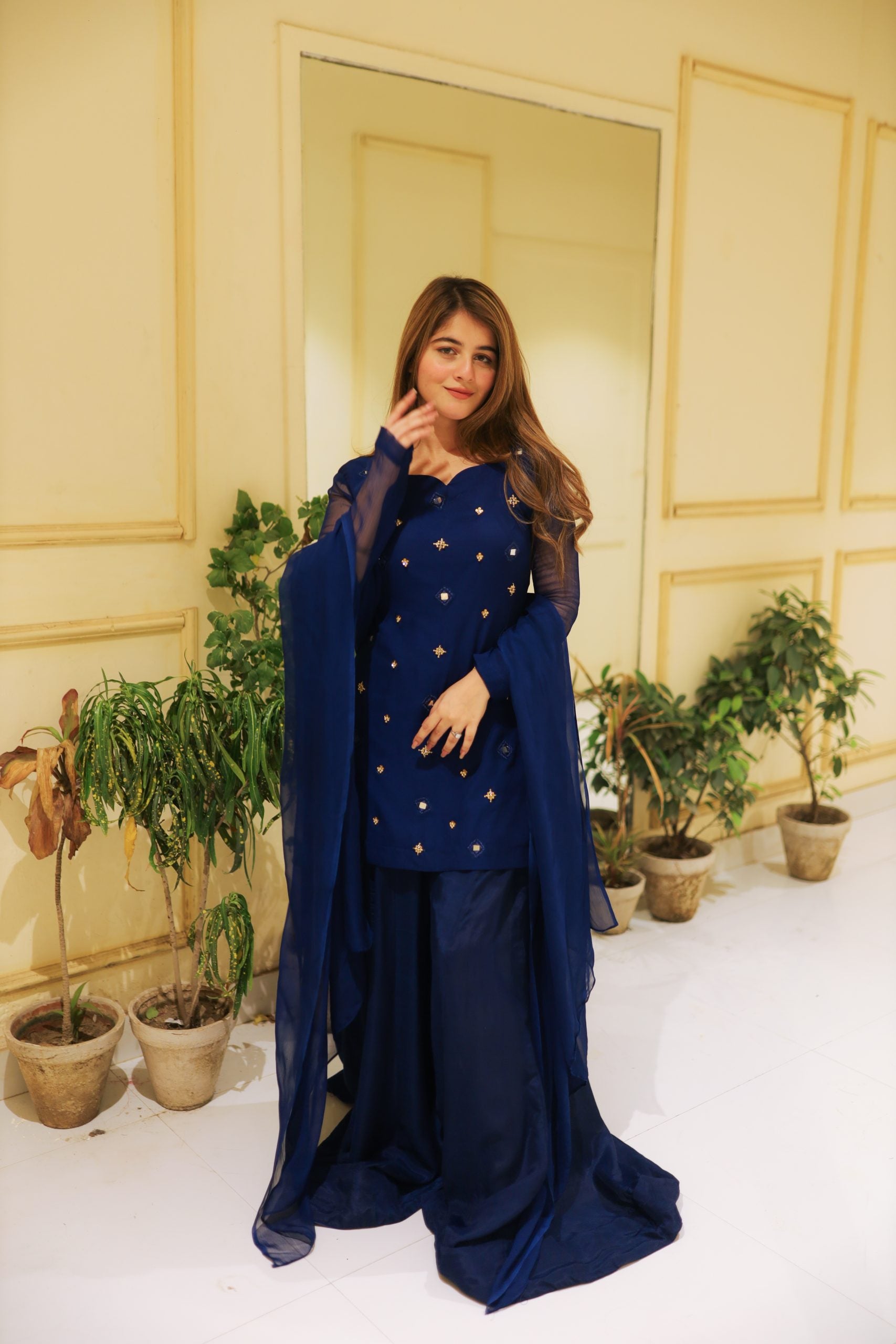 Kurta-Gharara 3pc Set Handwork Blue Color