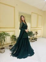 Bottle Greeen 3pc Kurta-Gharara Set Handwork