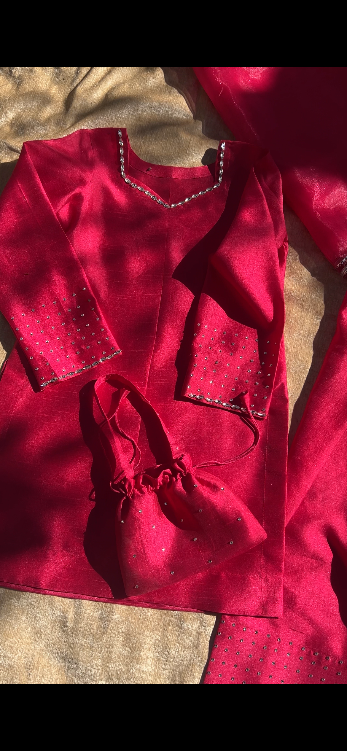 Dark Fuchsia Hand-Embellished Farshi Shalwar Set