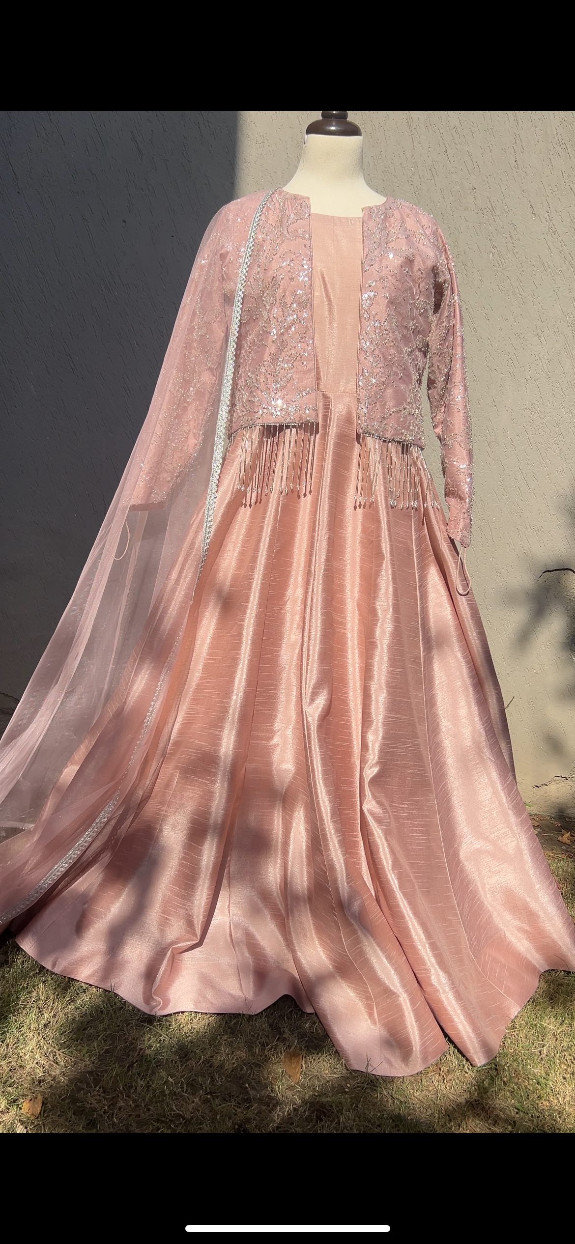 4pc Lehanga choli with jacket handwork Tea Pink color