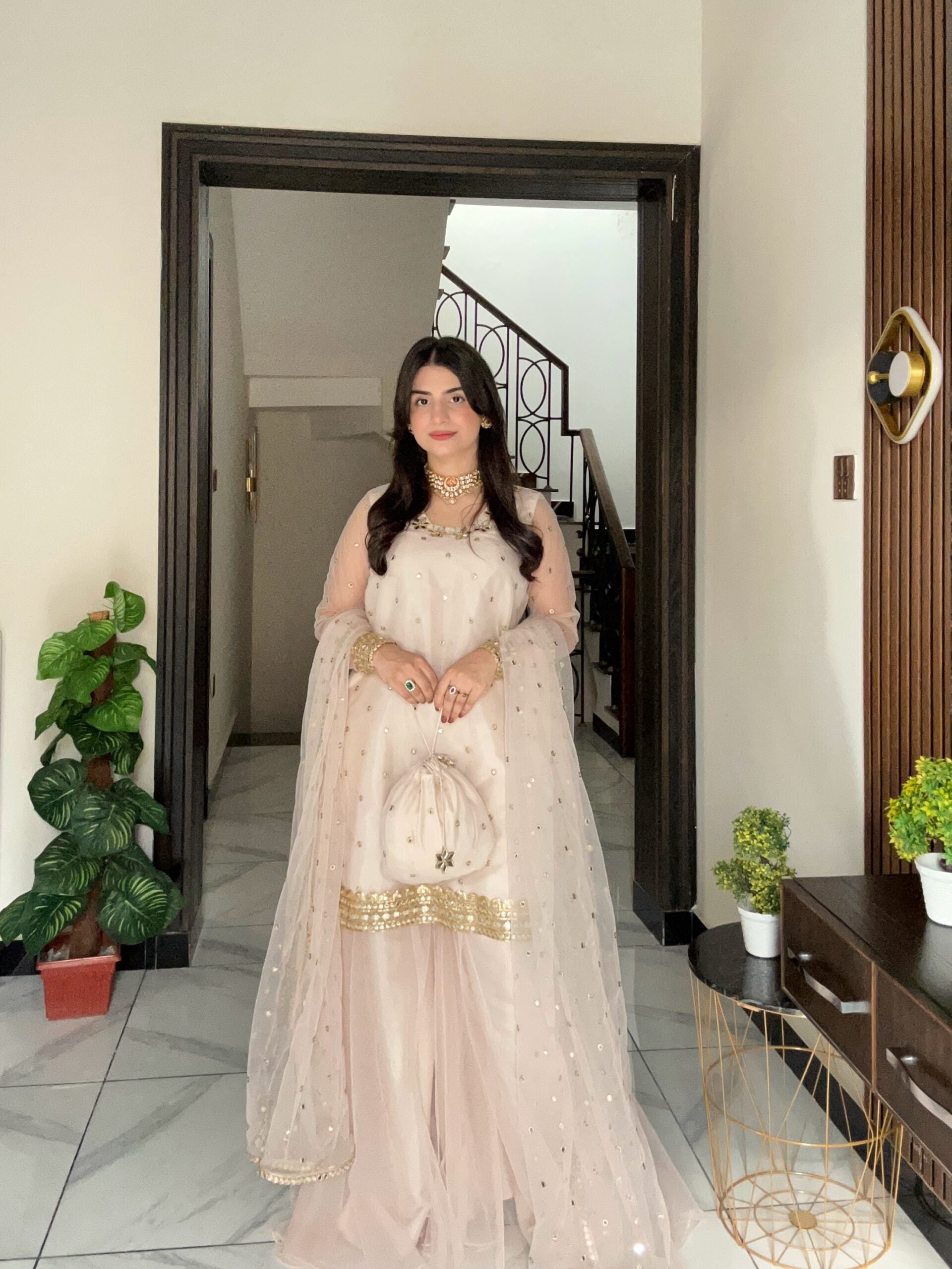 White 3pc Dress Mirrorwork