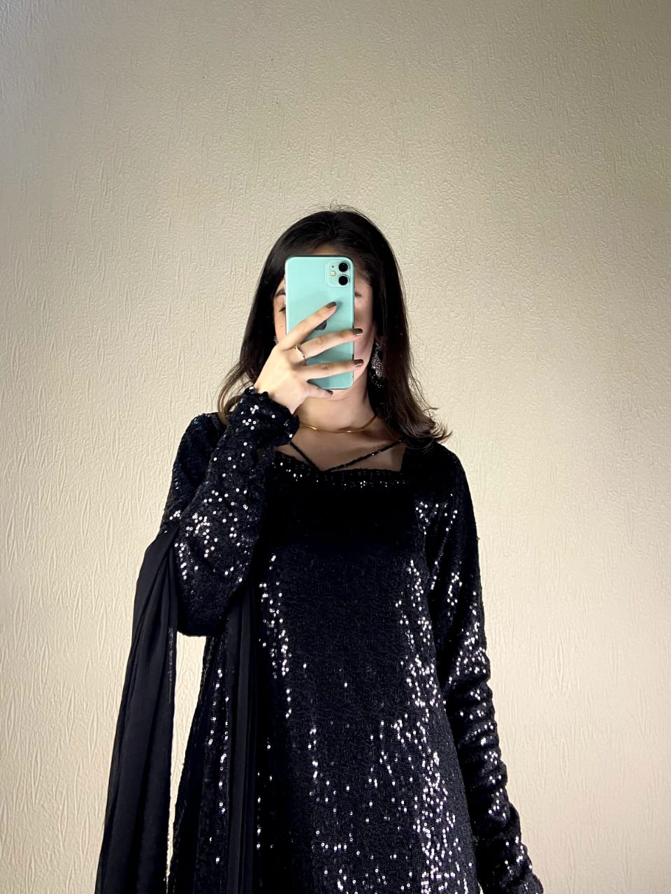 Midnight Sparkle- handmade tussle sequins dress