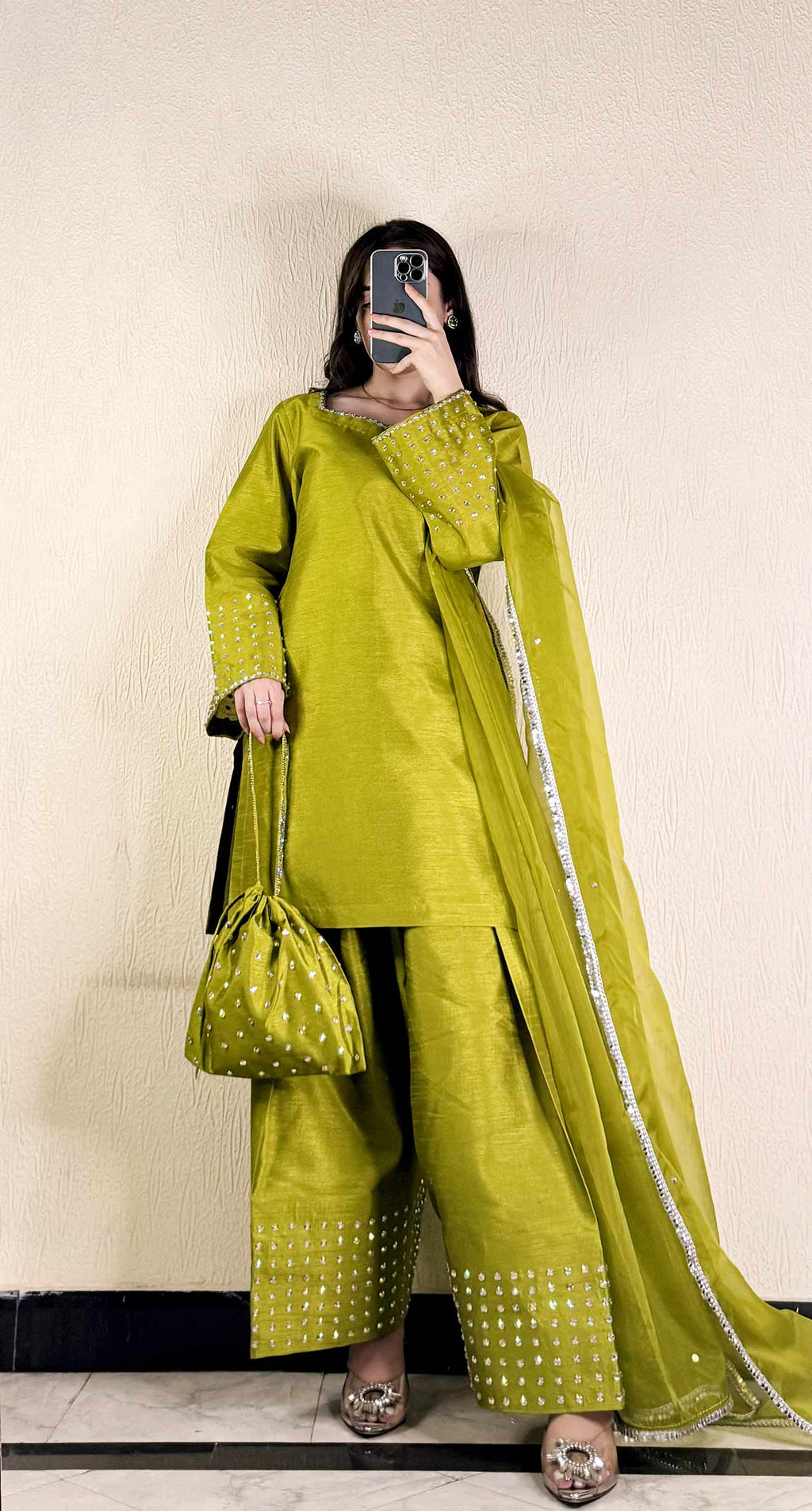 Lemonade Hand-Embellished Farshi Shalwar Set