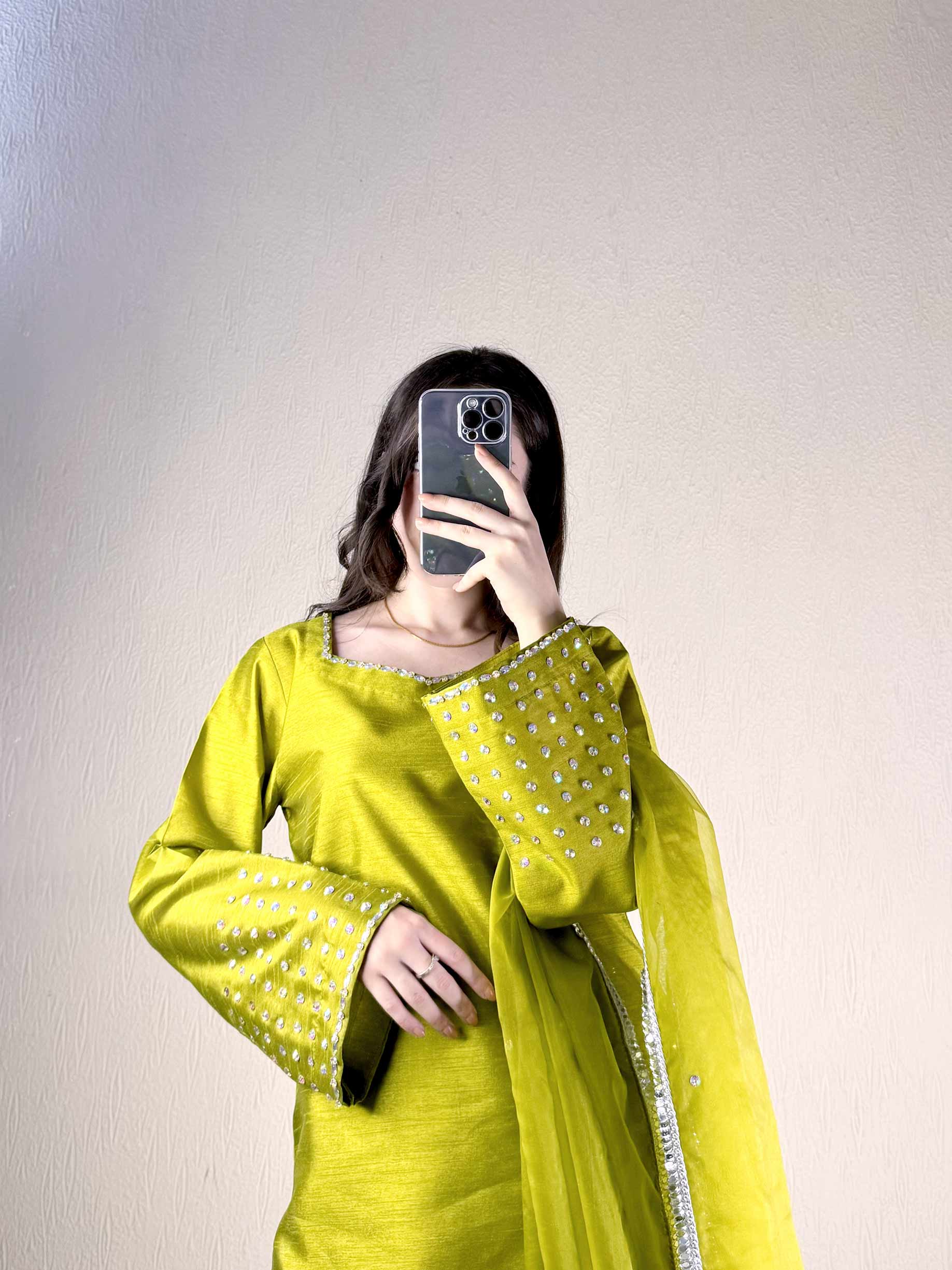 Lemonade Hand-Embellished Farshi Shalwar Set