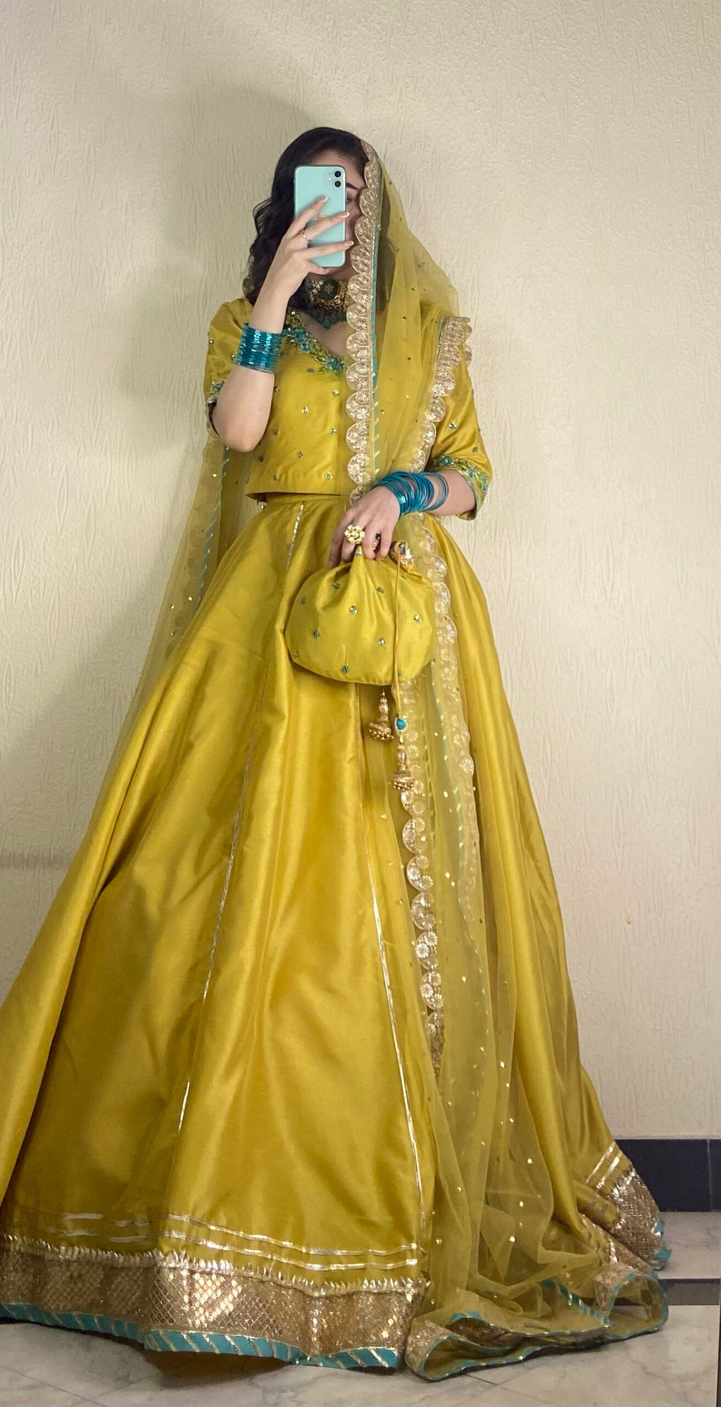 Yellow Lahenga Choli with Resham Embroidery