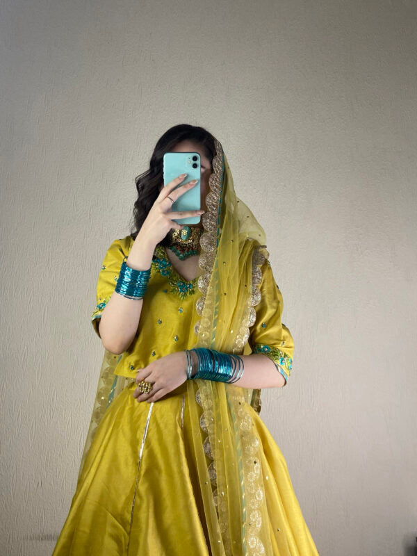 Yellow Lahenga Choli with Resham Embroidery