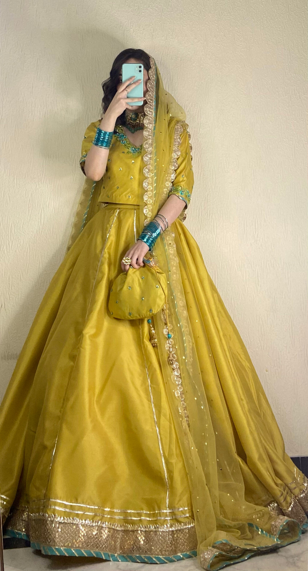 Yellow Lahenga Choli with Resham Embroidery