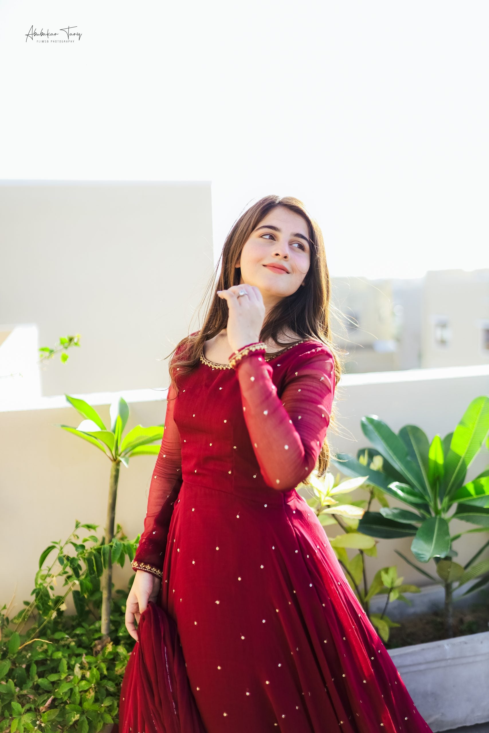 3pc Hand Embellished Maroon Maxi