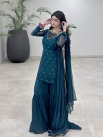 3pc Kurta-Gharara Set Handwork Color-Zinc