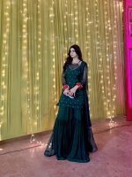 3pc Kurta-Gharara Set Handwork Color-Zinc